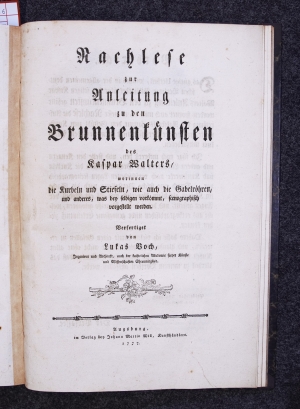 Los 416 - Walter, Caspar - Architectura hydraulica. Augsburg, Späth, 1765. - Erste Ausgabe - 1 - thumb