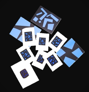 Los 3166 - Iizuka, Hashiro - "Space". Folge von 6 signierten Siebdrucken in Ultramarin und Schwarz auf Japanbütten - 1 - thumb