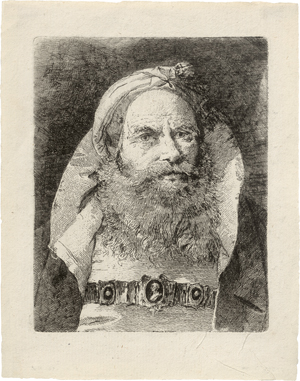 Lot 5334, Auction  126, Tiepolo, Giovanni Domenico, Kopf eines bärtigen Alten nach rechts gewendet