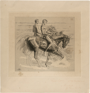 Lot 5454, Auction  126, Matthiesen, Oscar, Skånska dragoner rida till bad (Schwedische Dragoner reiten zum Baden)