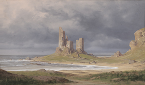 Lot 6712, Auction  126, Englisch, 19. Jh. Mittelalterliche Burgruine an der Küste Schottlands