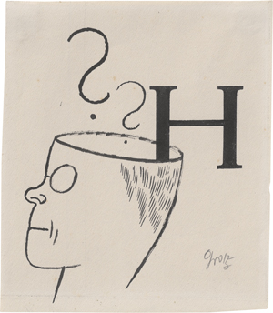 Los 7091 - Grosz, George - Initiale H, zu Daudet, Die Abenteuer des Herrn Tartarin aus Tarascon - 0 - thumb