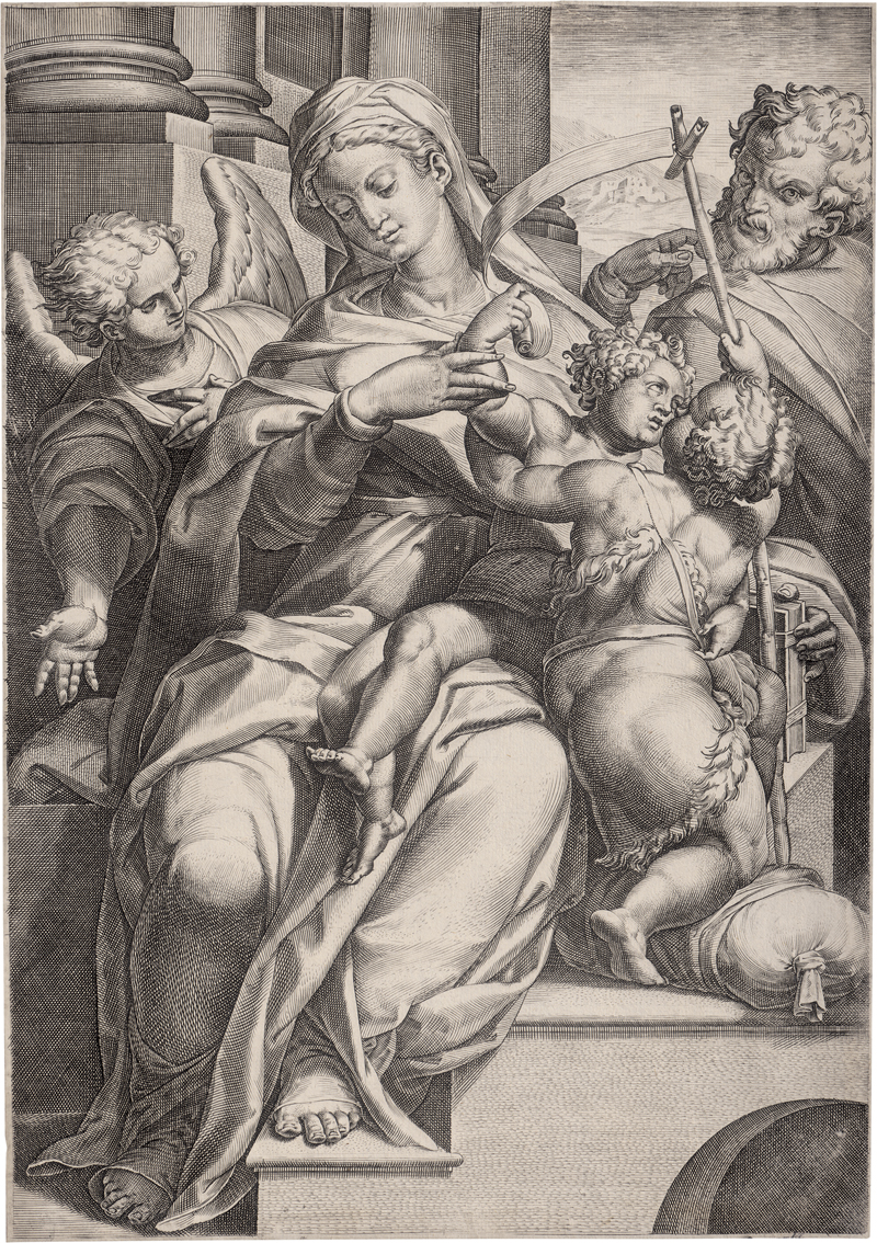 Lot 5053, Auction  126, Carracci, Agostino, Die Hl. Familie mit Johannes d. Täufer und einem Engel