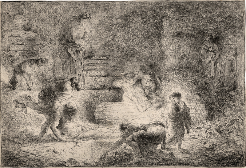 Lot 5054, Auction  126, Castiglione, Giovanni Benedetto, Tobit, wie er Tote begräbt