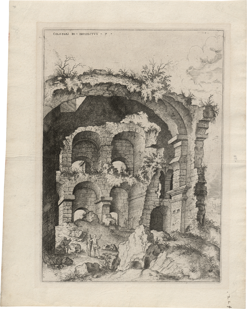 Lot 5064, Auction  126, Cock, Hieronymus, Colossaei Ro Prospectus (Ein Zeichner und Zuschauer vor den Ruinen des Colosseums).