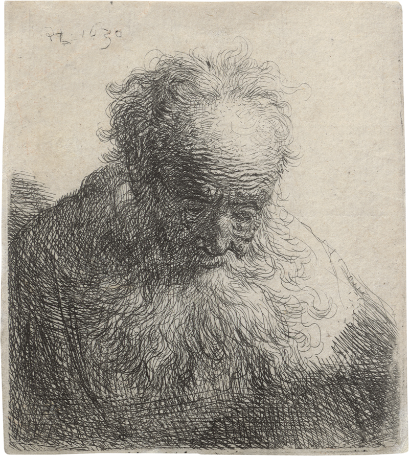Lot 5208, Auction 126, Rembrandt Harmensz. van Rijn, Greis mit langem Bart, stark vorgebeugt