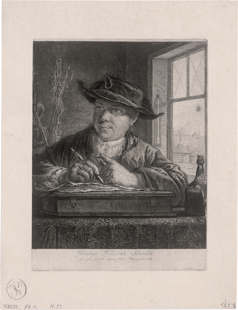 Lot 5329, Auction  126, Schmidt, Georg Friedrich, Selbstporträt Georg Friedrich Schmidt (mit der Spinne)