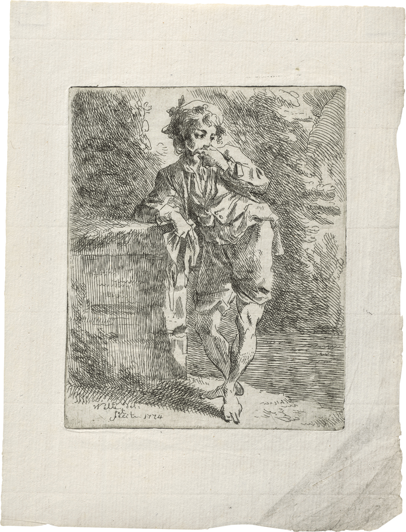 Lot 5342, Auction 126, Welté, Gottlieb, Ein junger Mann in nachdenkender Stellung an ein Postament gelehnt.