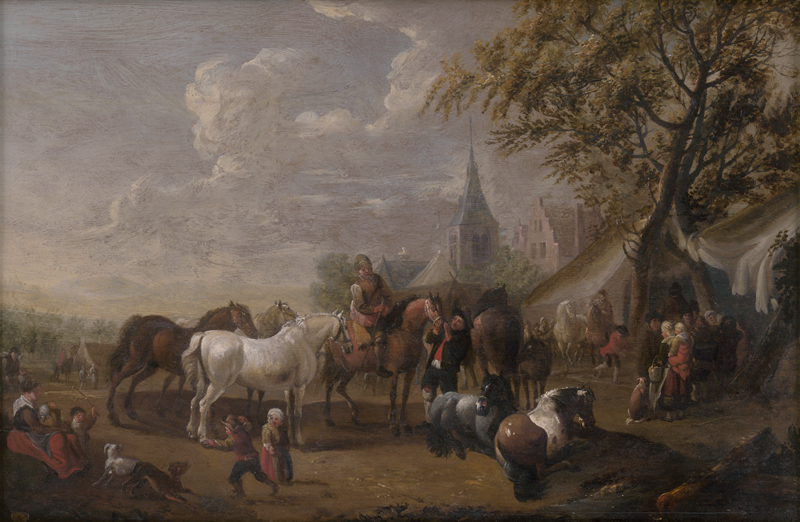 Lot 6028, Auction 126, Wouwermann, Pieter, Pferdemarkt vor einem Dorf