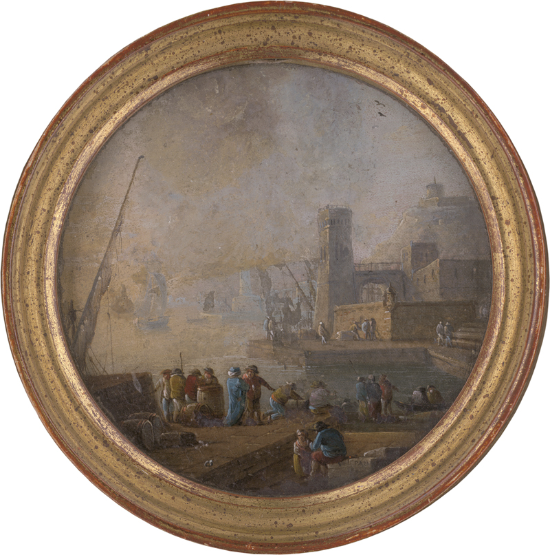 Lot 6045, Auction  126, Pacé, Vincenzo, Mediterraner Hafen mit Händlern am Quai