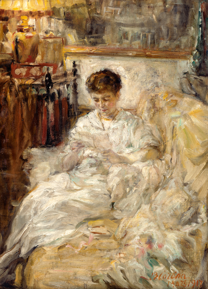 Lot 6219, Auction  126, Osteuropäisch, 1917. Interieur mit lesender Dame