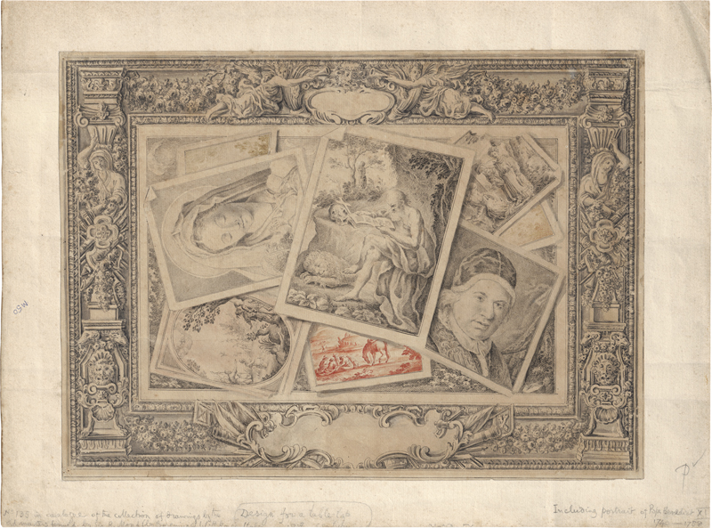 Lot 6551, Auction  126, Italienisch, 18. Jh. Entwurf für eine Tischplatte mit Trompe l'oeuil mit ornamentalem Rand