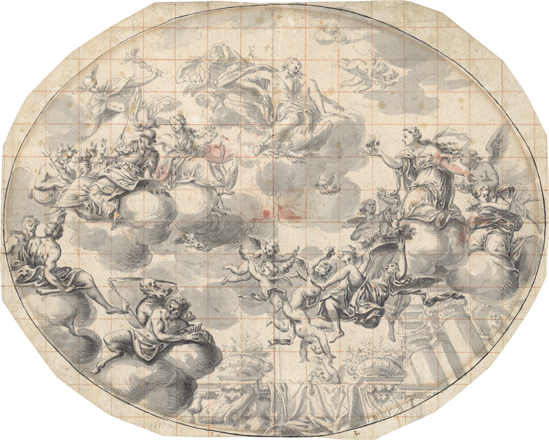 Lot 6559, Auction  126, Scheffler, Felix Anton, Die Götter des Olymp: Entwurf für eine illusionistische Malerei