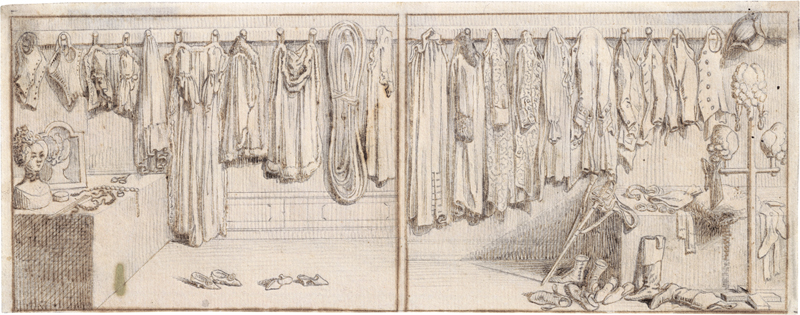 Lot 6599, Auction 126, Chodowiecki, Daniel Nikolaus, Zwei Kleiderkammern (Entwurfszeichnung zu Basedows Elementarwerk)