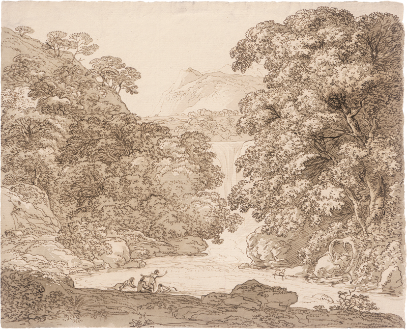 Lot 6671, Auction  126, Kobell, Franz, Klassische Landschaft mit badenden Frauen in einem Waldsee