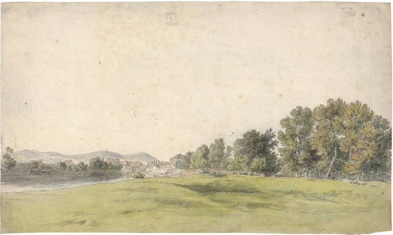 Lot 6678, Auction  126, Österreichisch, 1825. Der Wiener Prater mit dem Donaukanal unweit des Palais Rasumofsky