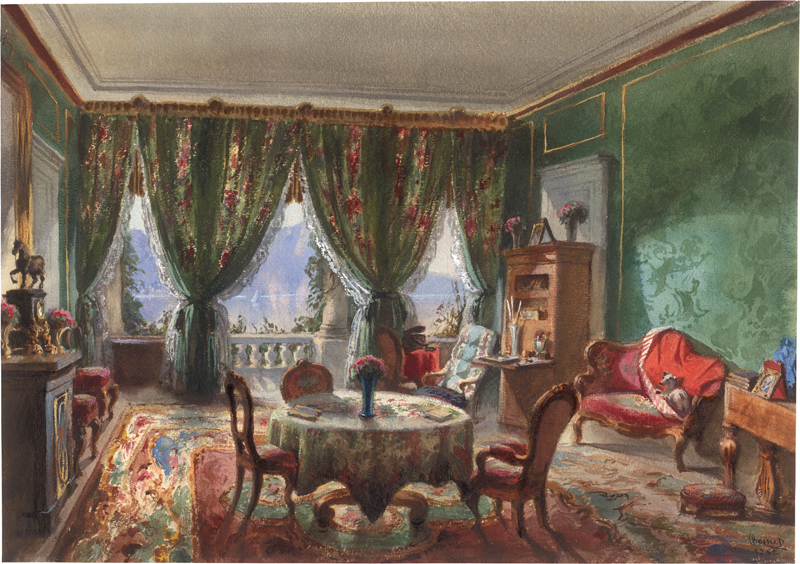 Lot 6697, Auction  126, Schweizerisch, 1862. Salon des Württembergischen Königspaares in Villeneuve