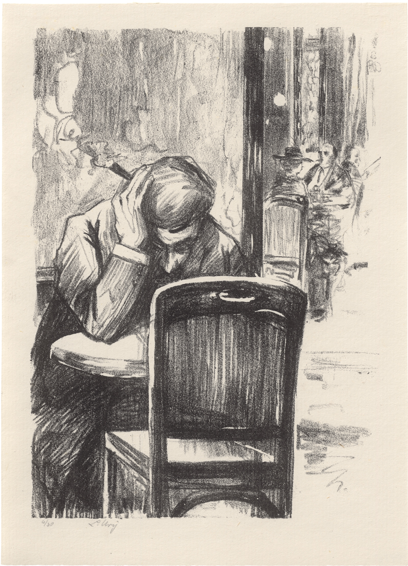 Lot 7025, Auction 126, Ury, Lesser, Rauchender Herr im Café III