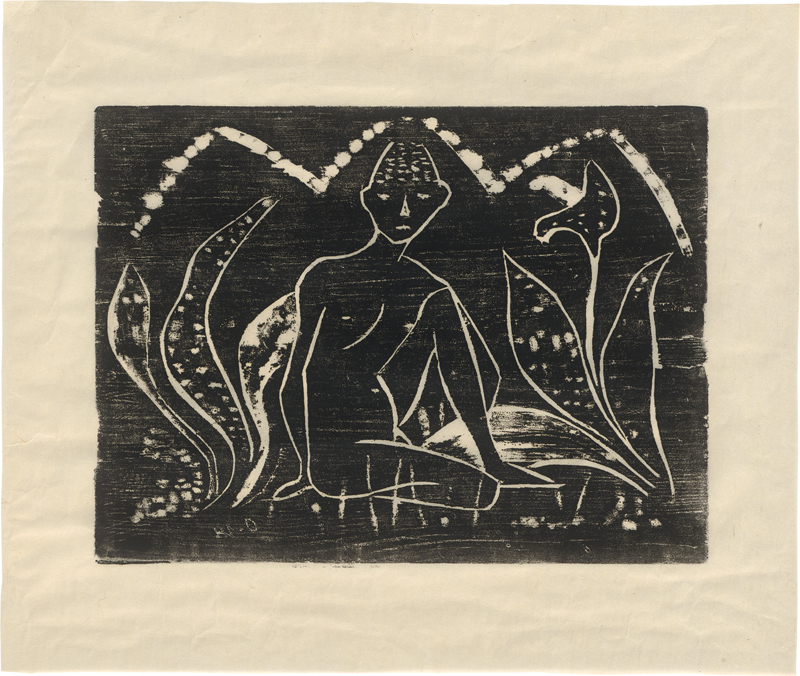 Lot 8202, Auction 126, Mueller, Otto, Knabe zwischen Blattpflanzen/Mädchen zwischen Blattpflanzen