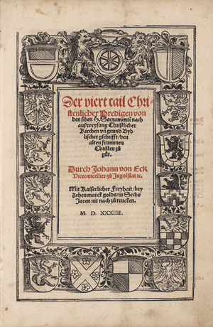 Los 1109 - Eck, Johannes - Der drit Tail christlicher Predigen ann den hohen Festen und hochzeytlichen tagen der hayligen - 1 - thumb
