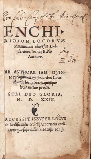Lot 1110, Auction  127, Eck, Johannes, Enchiridion locorum communium adversus Lutheranos