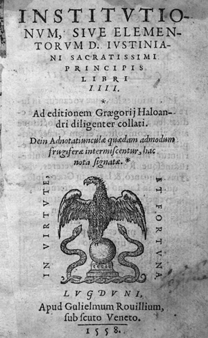 Lot 1141, Auction  127, Justinianus, Institutionum sive elementorum D. Justiniani sacratissimi principis, libri IIII