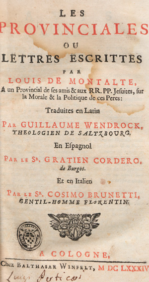 Lot 1257, Auction  127, Pascal, Blaise, Les Provinciales