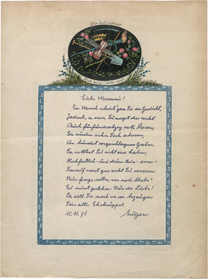 Lot 2529, Auction  127, Roth, Eugen, Geschmücktes Gedicht an seine Frau + Beigabe. 1971