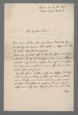 Lot 2556, Auction  127, Bötticher, Adolf, Brief an Rosa von Gerold.1883