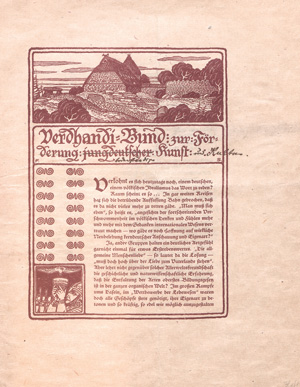 Lot 2619, Auction  127, Verdhandi-Bund. Veränderte Programmschrift, Druck in geänderter Version mit anderen Signaturen.1907