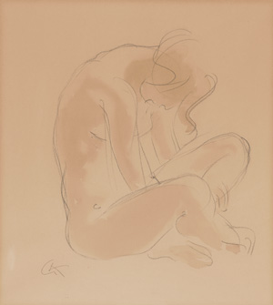 Lot 3189, Auction  127, Kolbe, Georg, Kauernder Akt. Bleistift mit Sepiatusche auf Papier. 