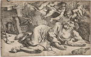 Lot 5027, Auction  127, Bolognesisch, 1. Hälfte 17. Jh. Die Engel erscheinen dem hl. Joseph
