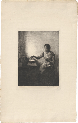 Los 5351 - Ilsted, Peter - Eine junge Frau Pfifferlinge sortierend - 0 - thumb