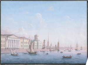 Los 6643 - Russisch - Anfang 19. Jh. St. Peterburg: Blick über die Newa auf die Akademie, die Kunstkammer und eine Rostra-Säule - 0 - thumb