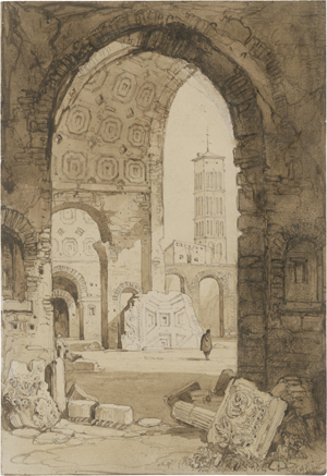 Los 6646 - Deutsch - 19. Jh. Blick aus der Maxentiusbasilika auf Santa Francesca Romana in Rom - 0 - thumb
