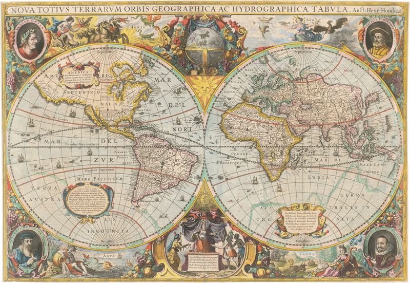Lot 22, Auction  127, Hondius, Henricus, Nova Totius Terrarum Orbis Geographica ac Hydrographica Tabula