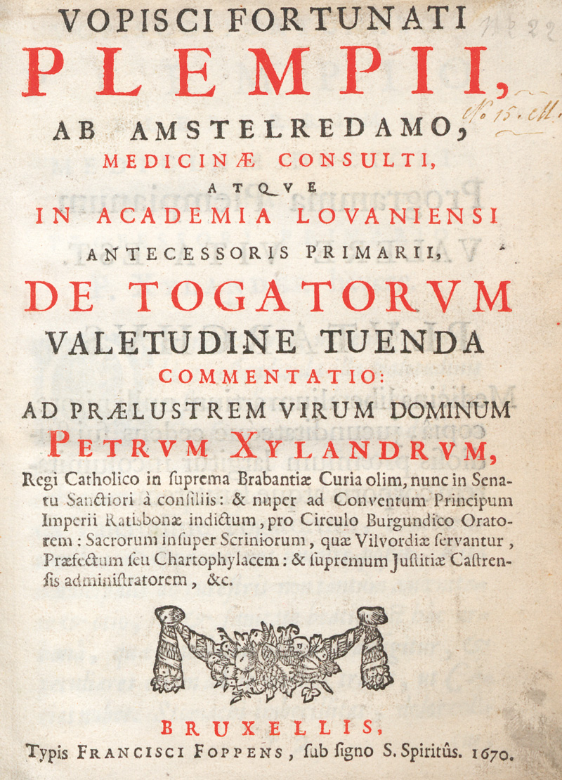 Lot 317, Auction  127, Plemp, Vopiscus Fortunatus, De togatorum valetudine tuenda commentatio