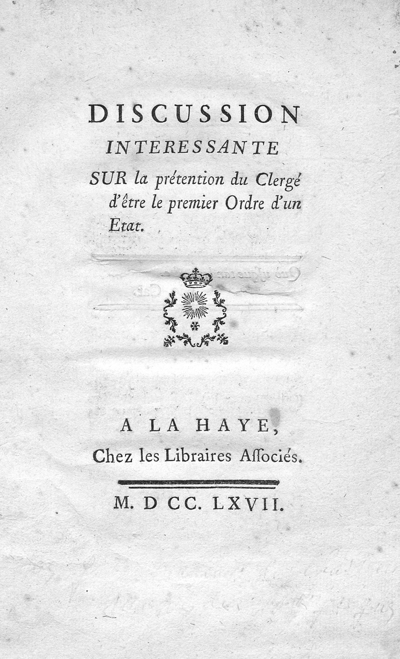 Lot 543, Auction  127, Puységur, J.-F.-M. de Chastenet de,  Discussion intéressante sur la prétention 
