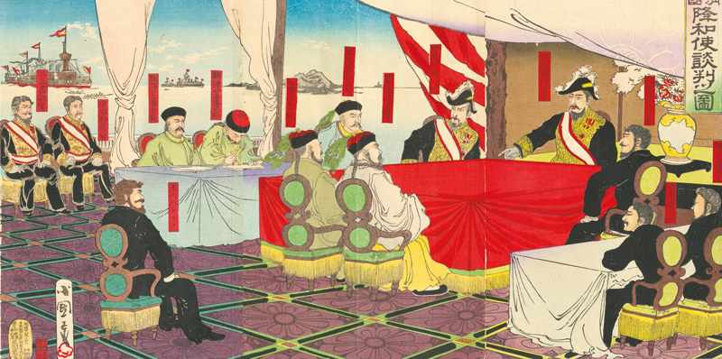Lot 631, Auction  127, Kokunimasa, Utagawa, Friedensverhandlungen zwischen Japanern und Chinesen im Hafen von Shimonoseki