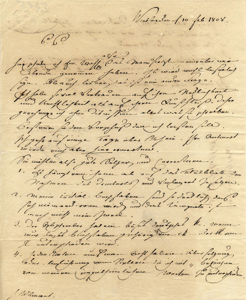 Lot 2564, Auction  127, Gagern, Hans Christoph von, Brief an den Verleger Wilmans. 1808