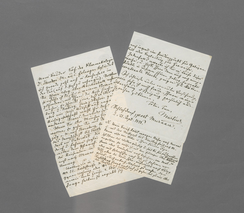 Lot 2568, Auction  127, Martius, Carl Friedrich Philipp von, Brief an den Berliner Kartographen Heinrich Kiepert. 1856