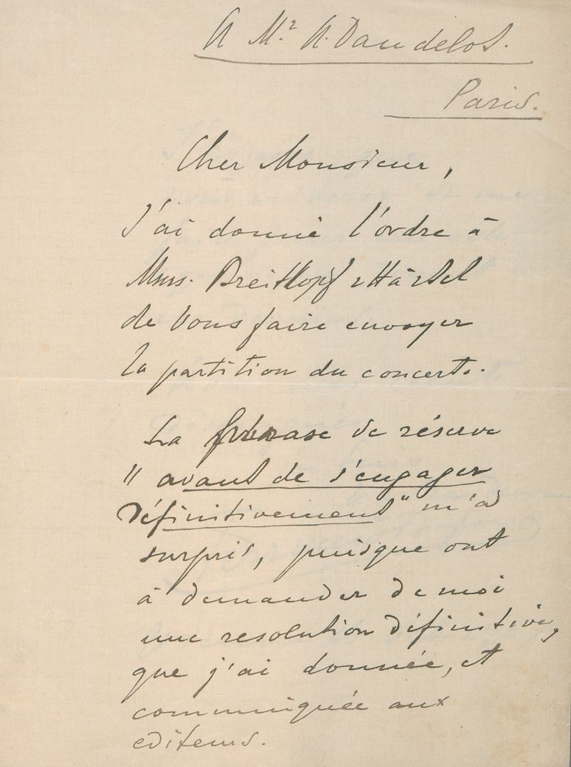 Lot 2622, Auction  127, Busoni, Ferruccio, Brief an Alfred Dandelot in Paris. 1907