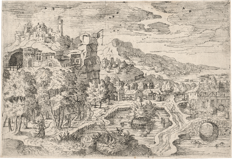 Lot 5005, Auction 127, Angolo, Giovanni Battista d', Weite Landschaft mit der Geschichte von Diana und Acteon