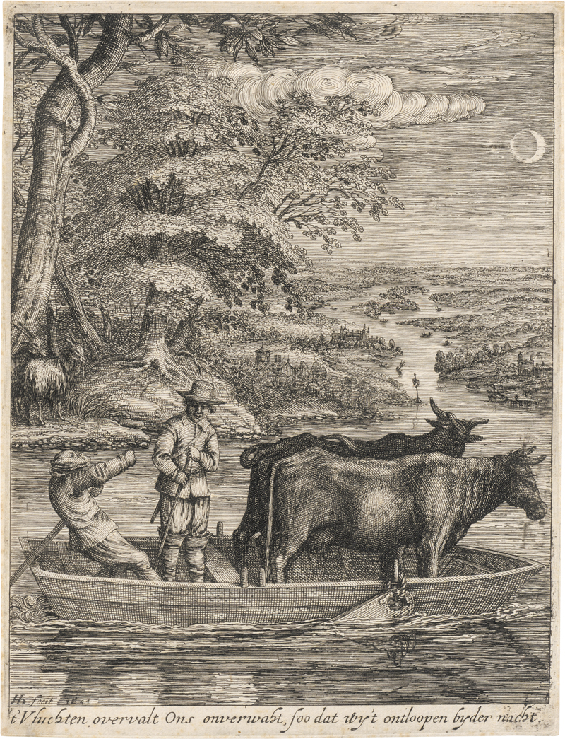 Lot 5126, Auction 127, Hondius, Hendrick, Lastkahn bei Mondschein
