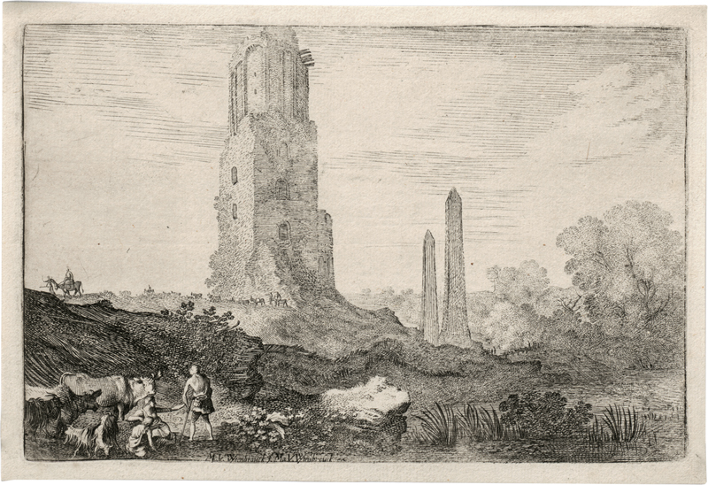 Lot 5661, Auction 127, Uytenbroeck, Moyses van, Landschaft mit dem "Torre delle Militie" und zwei Obelisken