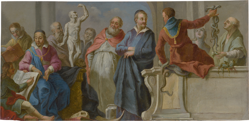 Lot 6039, Auction 127, Gran, Daniel - Werkstatt, "De Medicina, Anatomia, Chyrurgia, Botanica, et Cognitione Vegetabilium": Allegorie der Medizin und Anatomie.