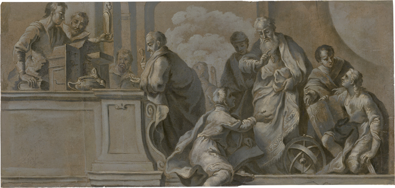 Lot 6040, Auction 127, Gran, Daniel - Werkstatt, Cognitio rei numariae et Antiquitatum, Scientia judiciaria ...": Allegorie der Wissenschaften der Altertümer und Münzen.