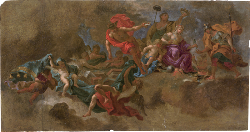 Lot 6041, Auction 127, Gran, Daniel - Werkstatt, Merkur mit dem Büchersatz, die Friedensgöttin und Pallas Athene.