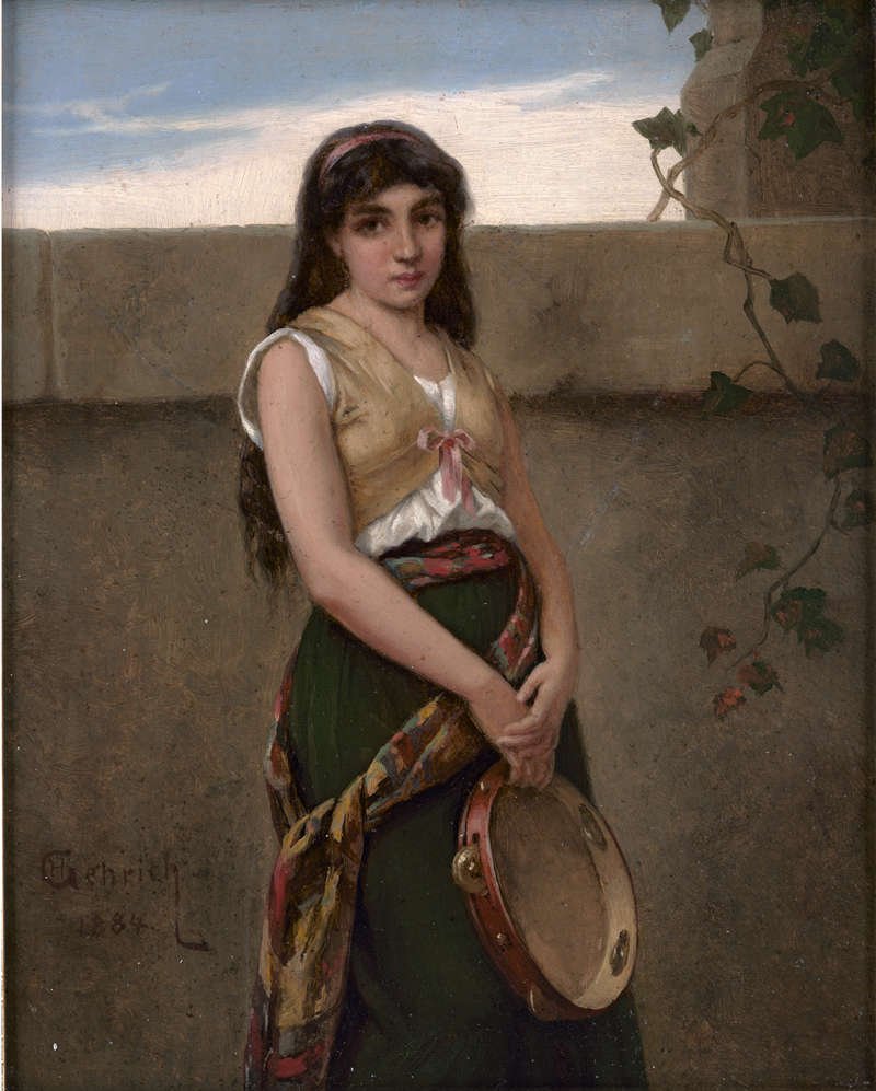Lot 6077, Auction 127, Gehrich, Hermann, Italienisches Mädchen mit Tambourin
