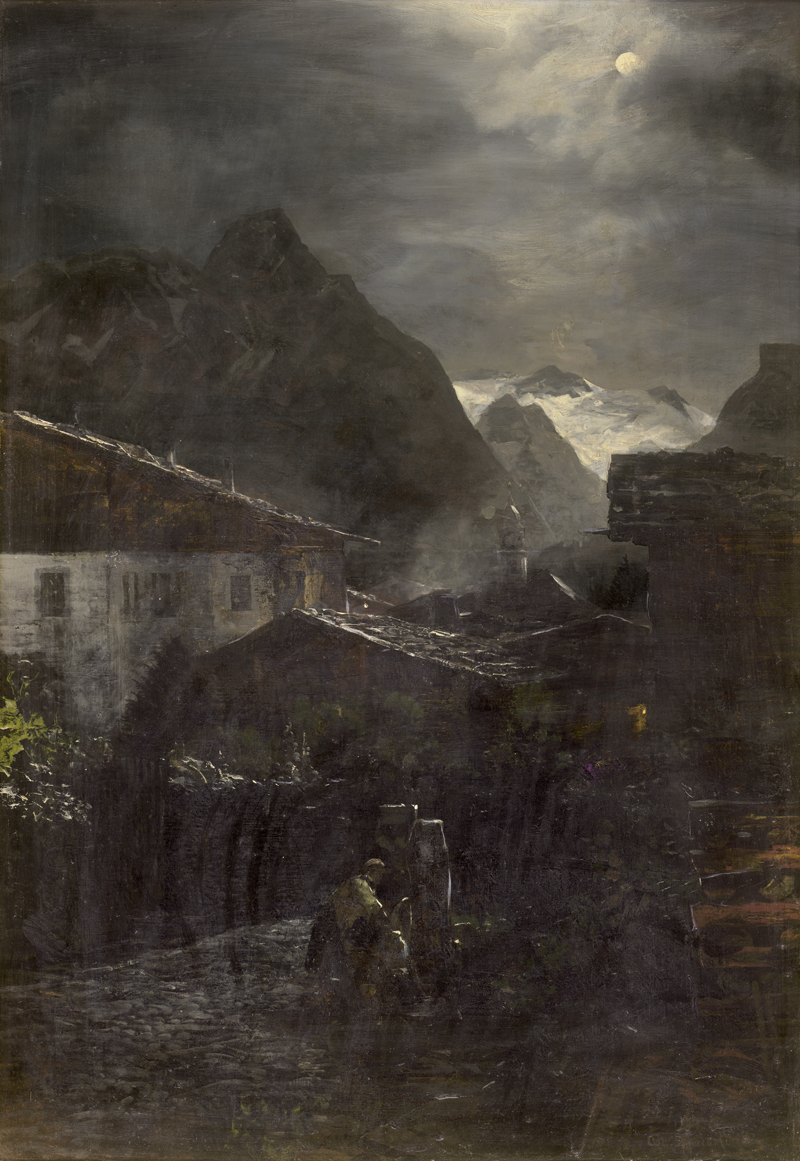 Lot 6092, Auction 127, Achenbach, Oswald, Vollmondnacht in Zell im Zillertal